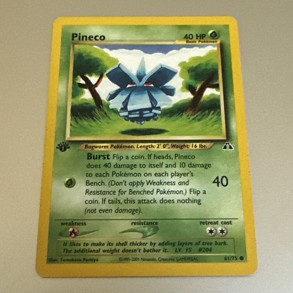 5 for $30 Pokemon TCG: Pineco Neo Discovery #61/75 1st Edition LP